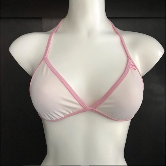 Billabong solid white & baby pink reversible triangle bikini top - Picture 2 of 4